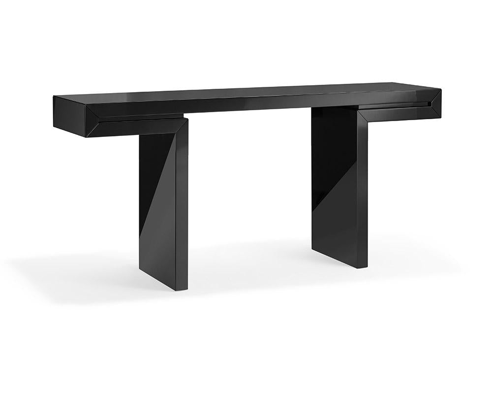 63 X 15 X 35 Black Lacquer Console