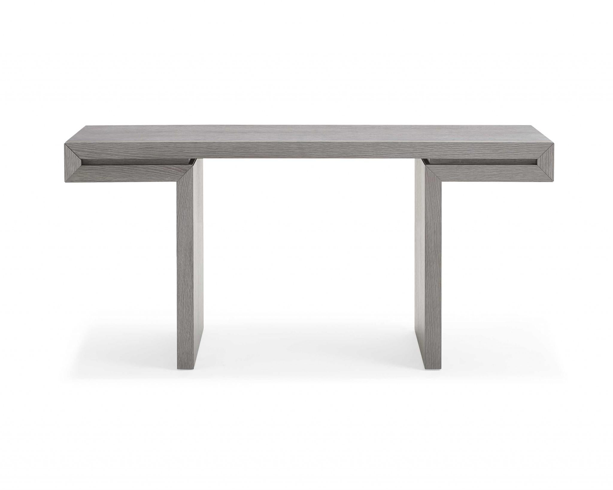 63 X 15 X 35 Grey Oak Veneer Console