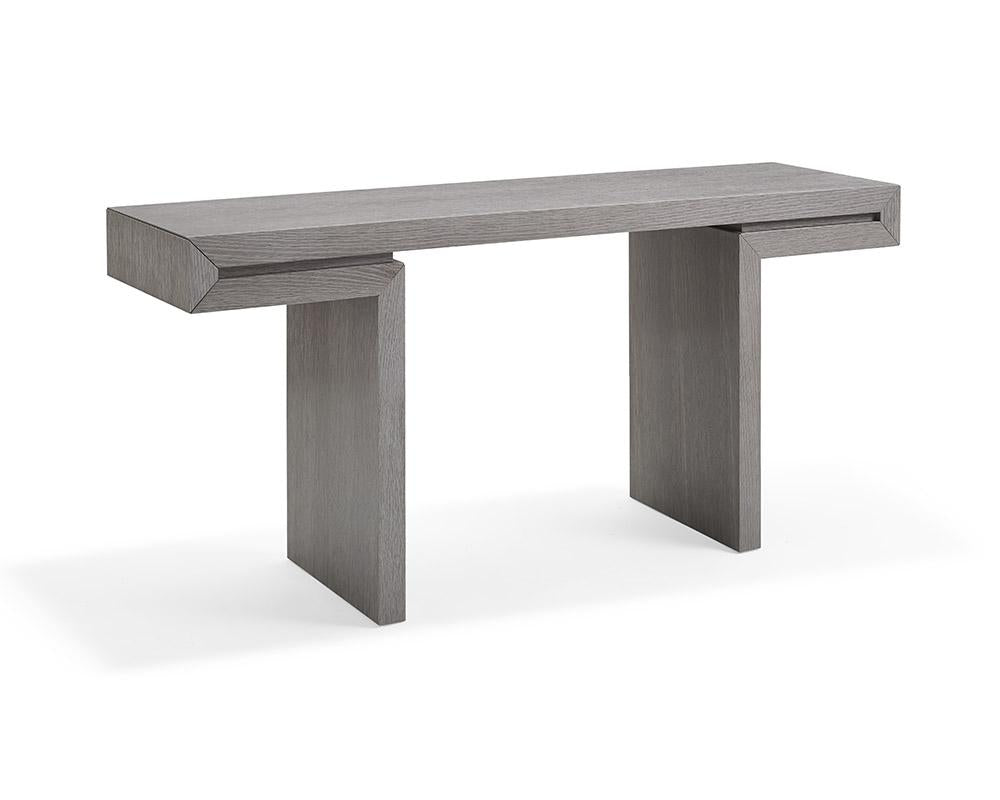 63 X 15 X 35 Grey Oak Veneer Console