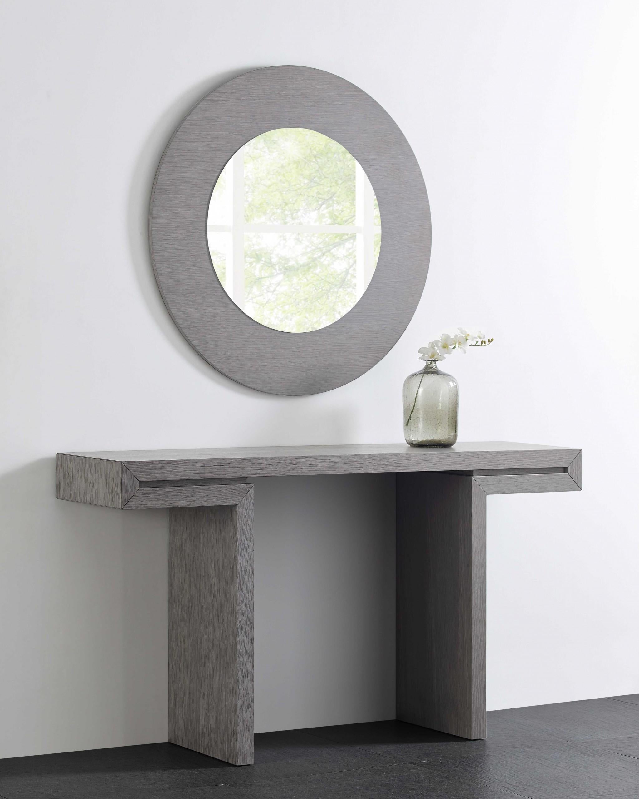 63 X 15 X 35 Grey Oak Veneer Console