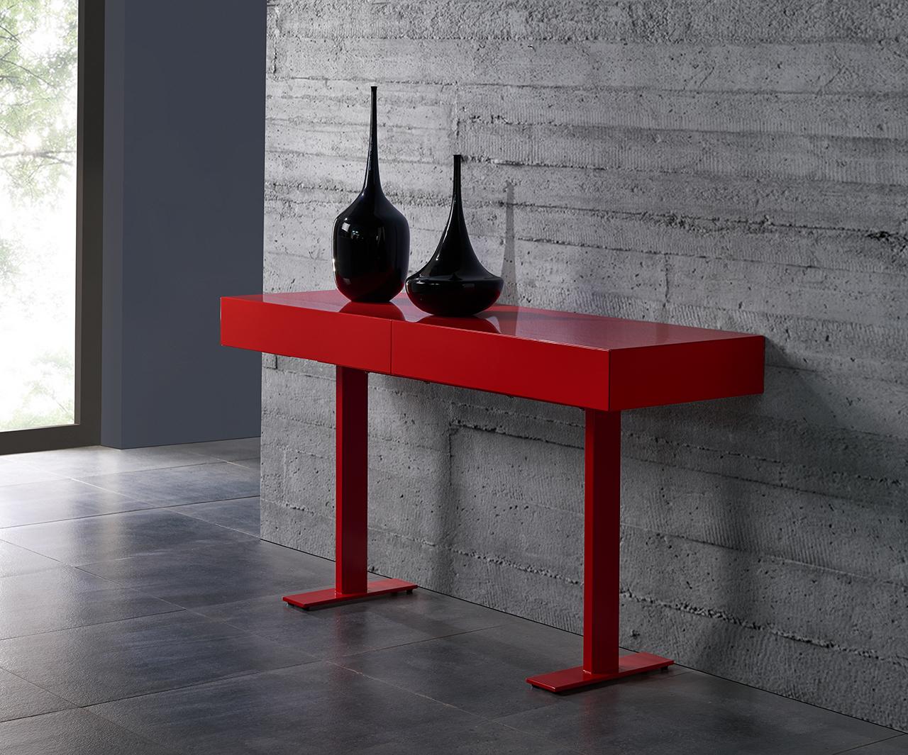 59 X 18 X 30 Red Lacquer Console