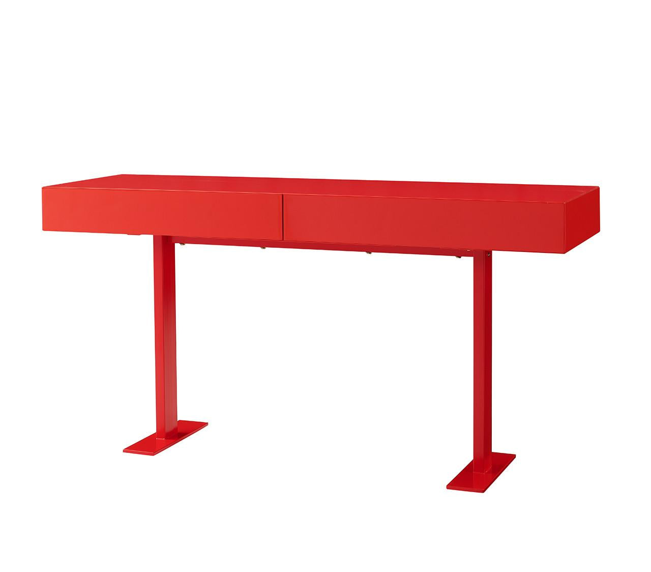 59 X 18 X 30 Red Lacquer Console