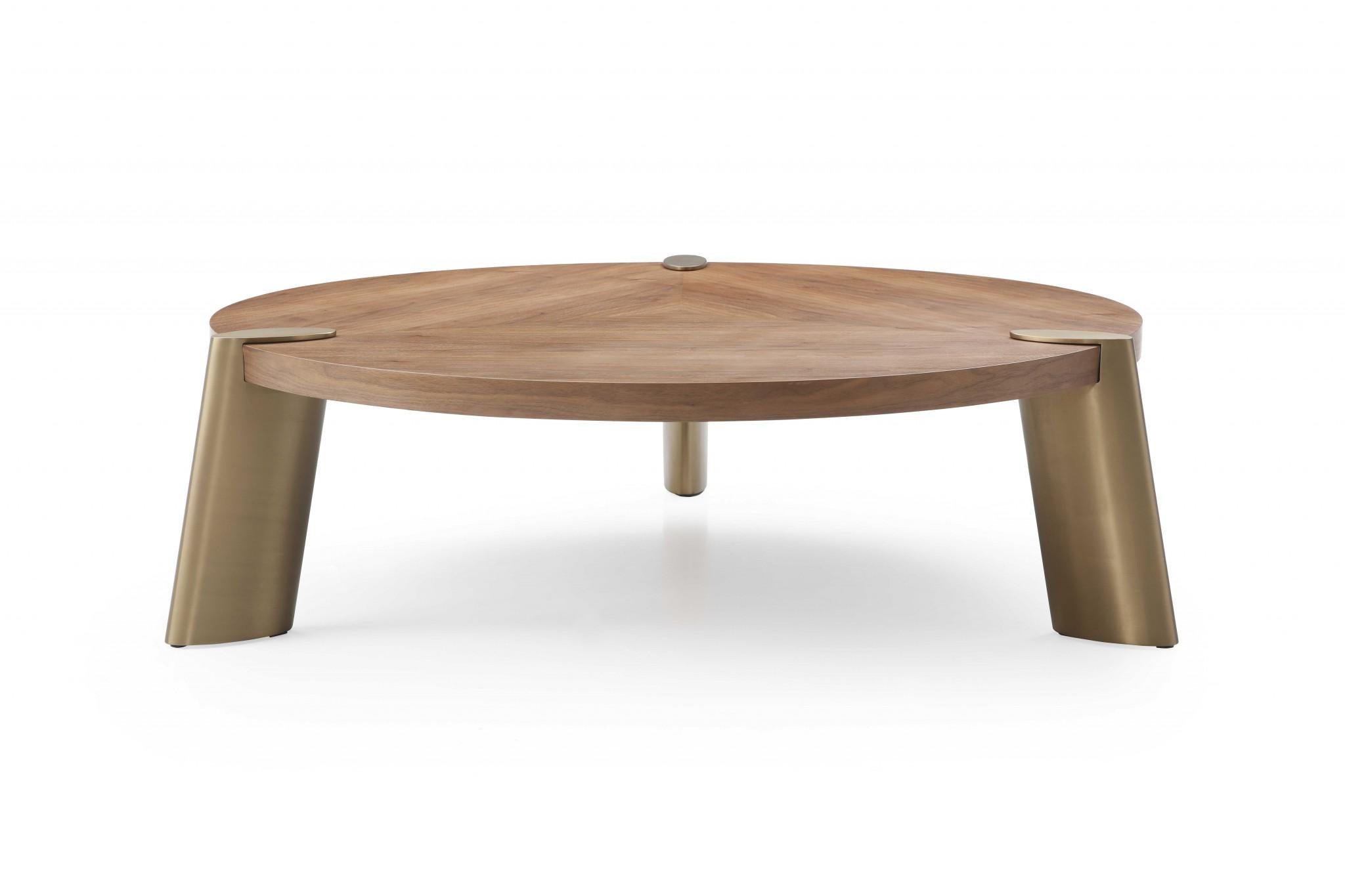 55 X 55 X 17 Walnut Stainless Steel Coffee Table