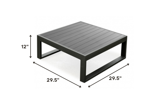 29.5 X 29.5 X 12 Gray Aluminum Coffee Table