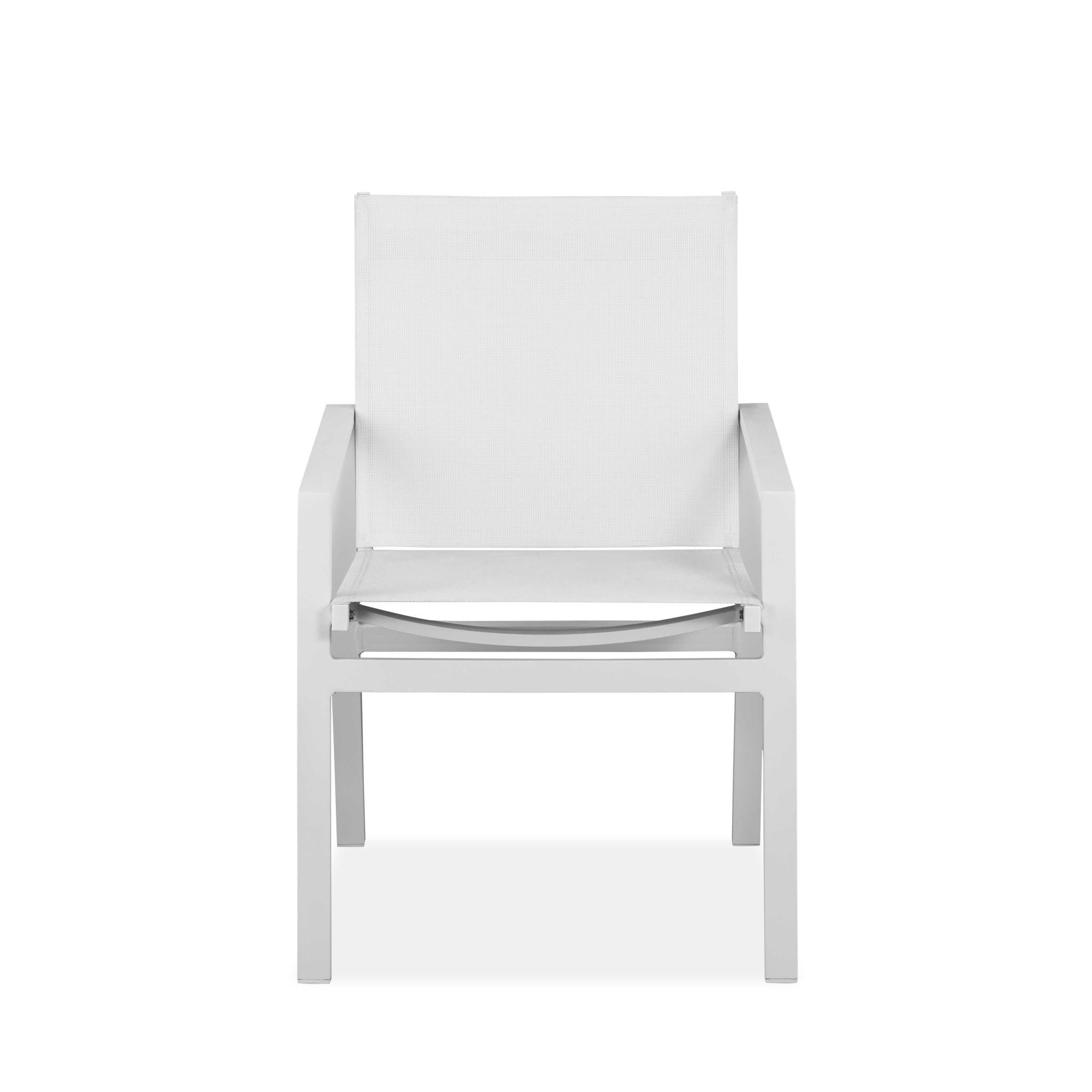 Set of 2 White Aluminum Dining Armed Chairs