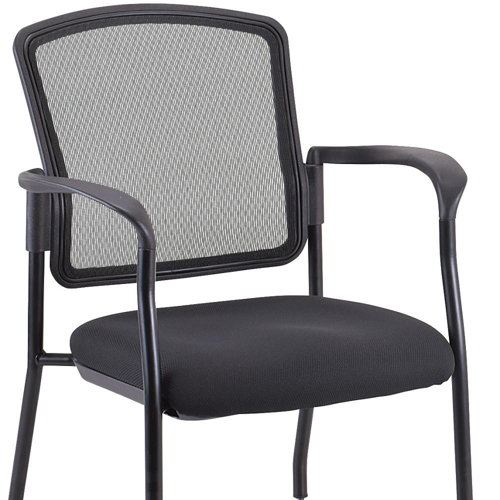 Black Mesh Fabric Rolling Guest Arm Chair