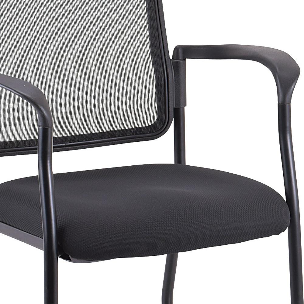 Black Mesh Fabric Rolling Guest Arm Chair