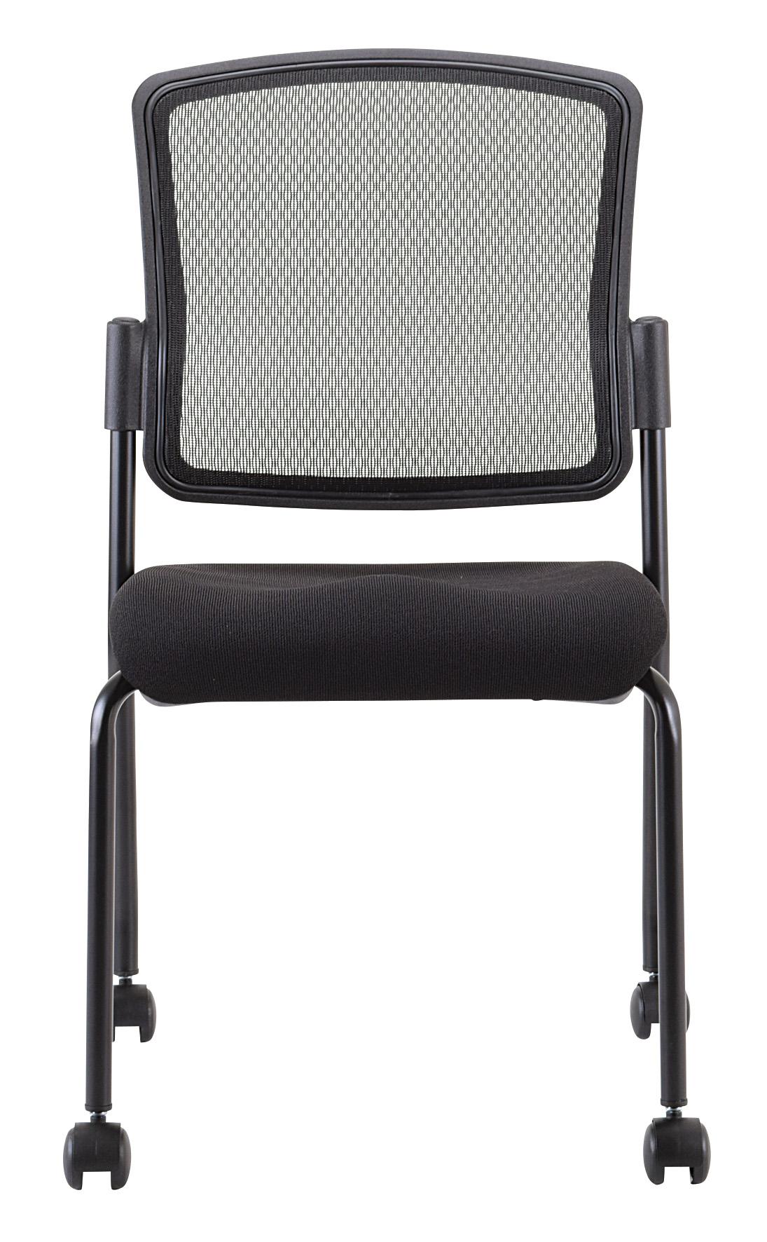 Black Mesh Fabric Rolling Guest Chair