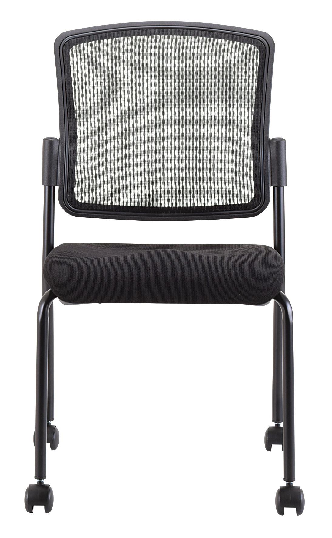 Black Mesh Fabric Rolling Guest Chair