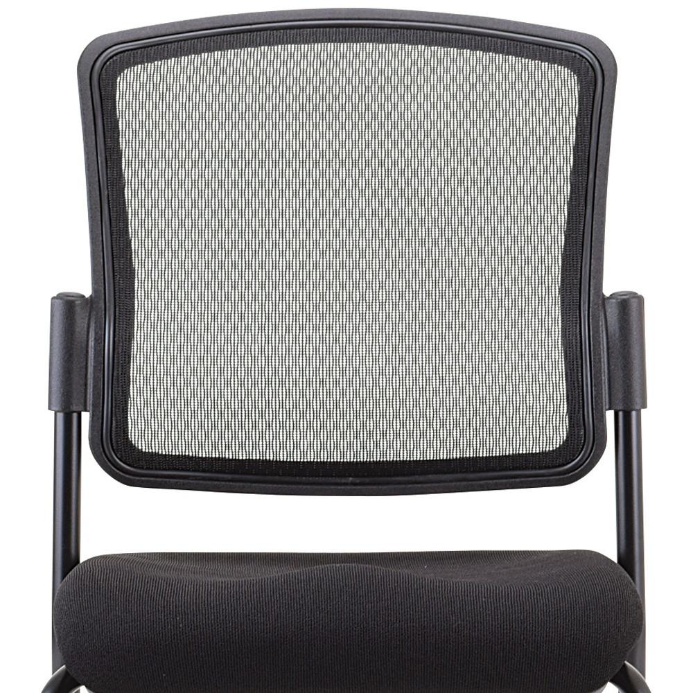 Black Mesh Fabric Rolling Guest Chair