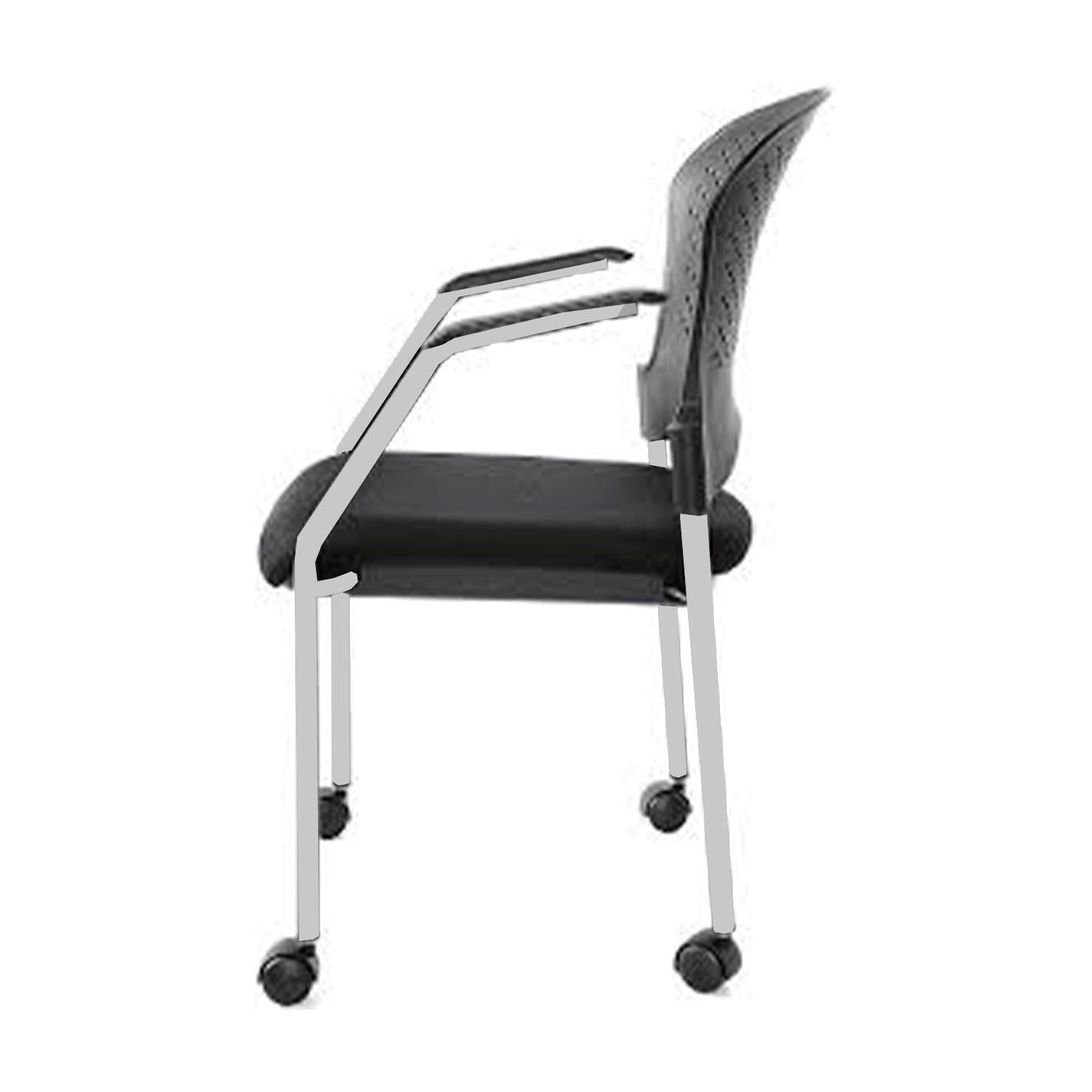 Set of Two Black with Gray Aero Professional Rolling Guest Chairs