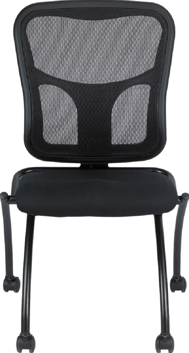 Set of 2 Ergonomic Black Mesh Rolling Guest Chairs