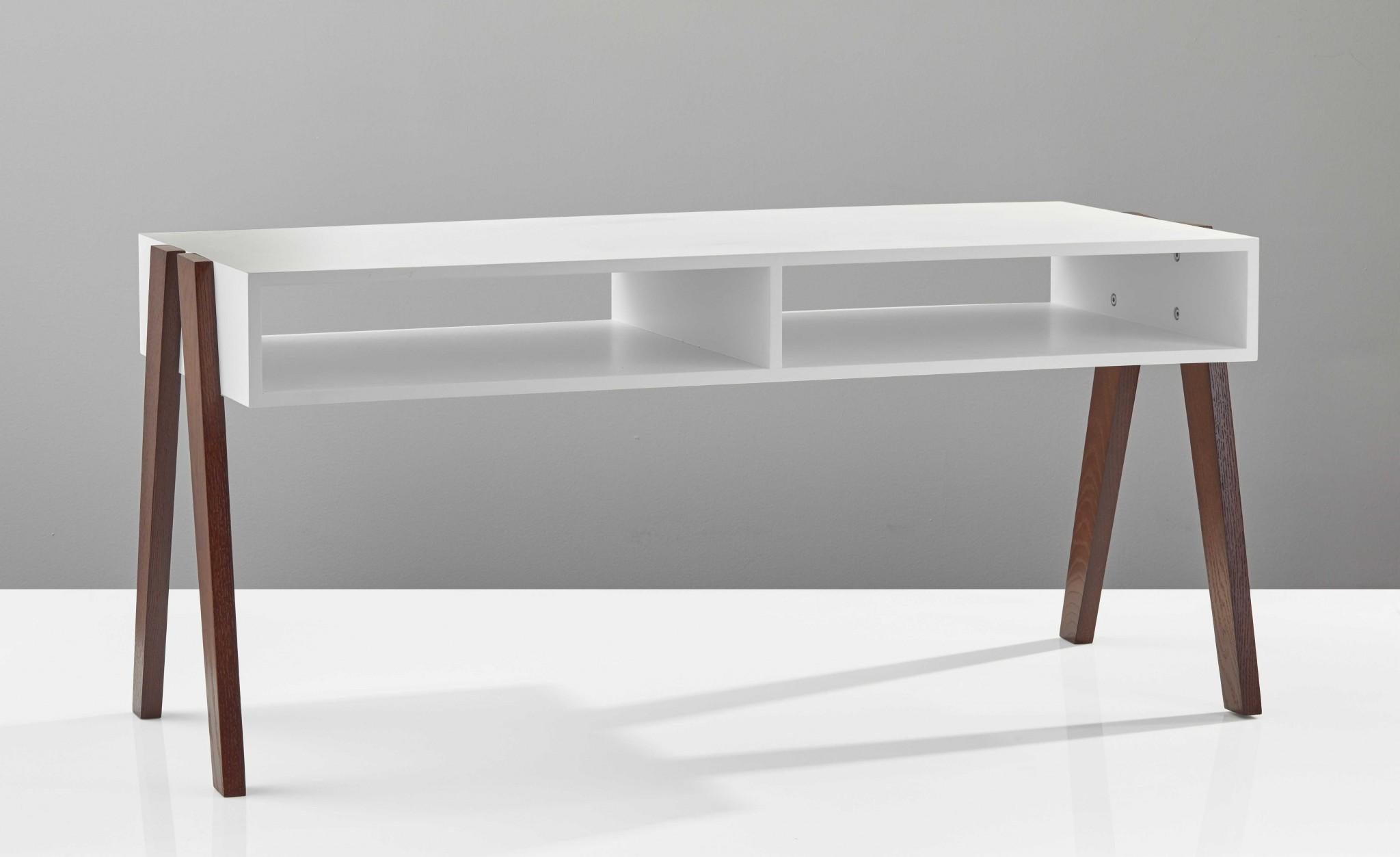 Modern Retro White and Walnut Finish Coffee Table