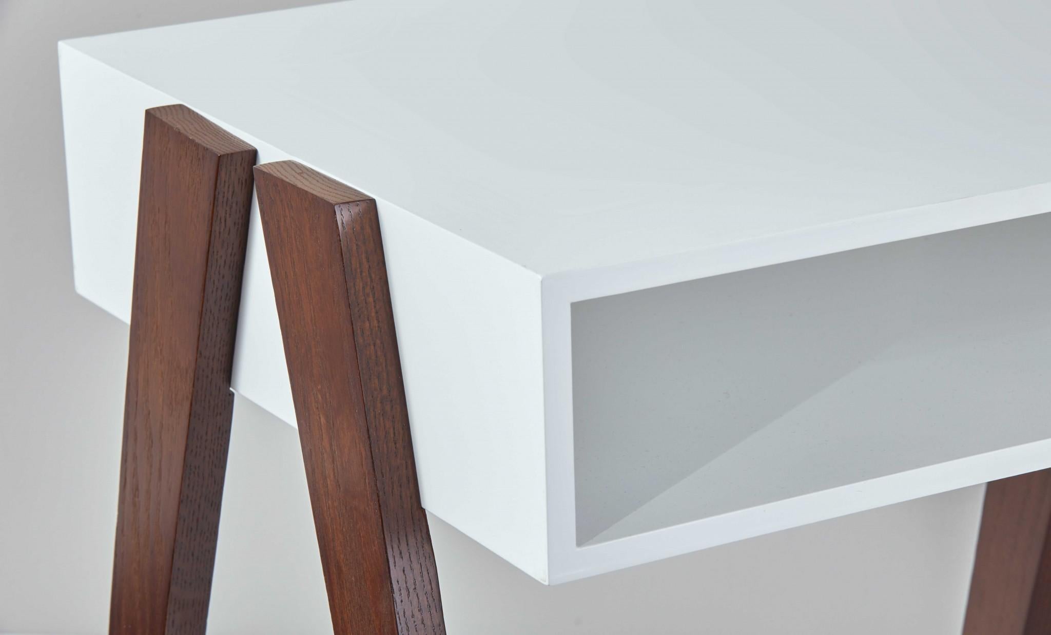 Modern Retro White and Walnut Finish Coffee Table