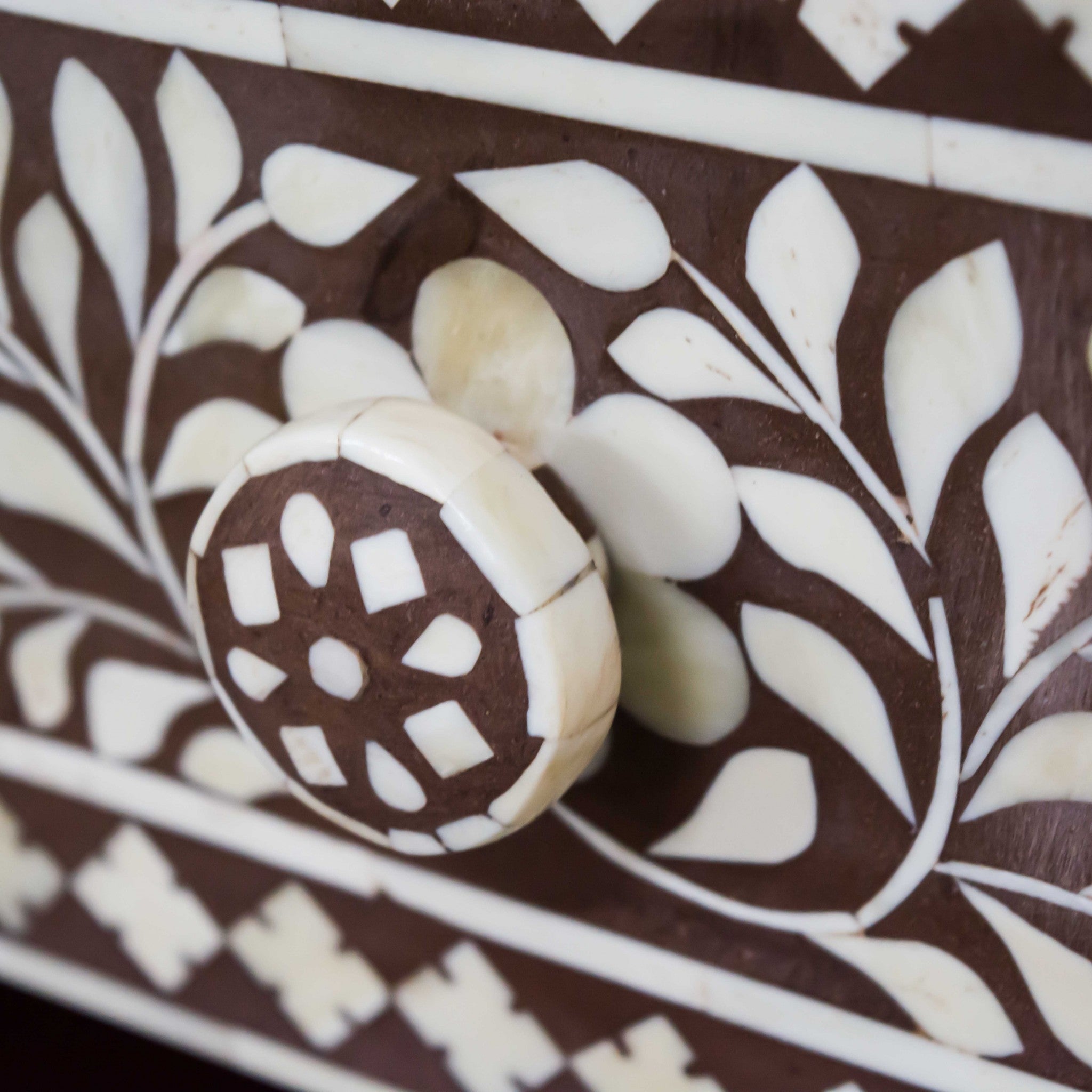 Moroccan Brown and White Bone Buffet or Dresser