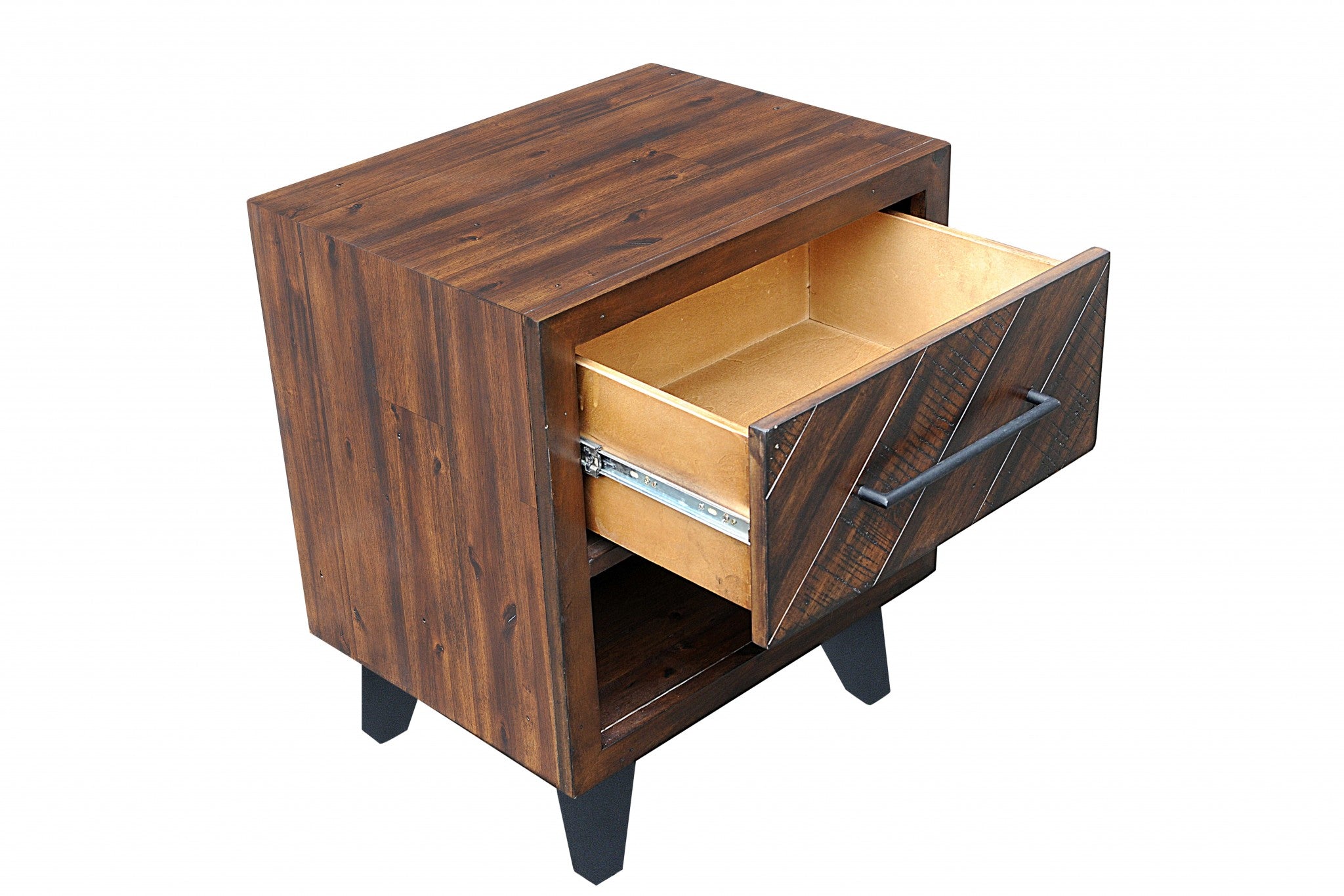 Natural Blackened Acacia Wood Nightstand