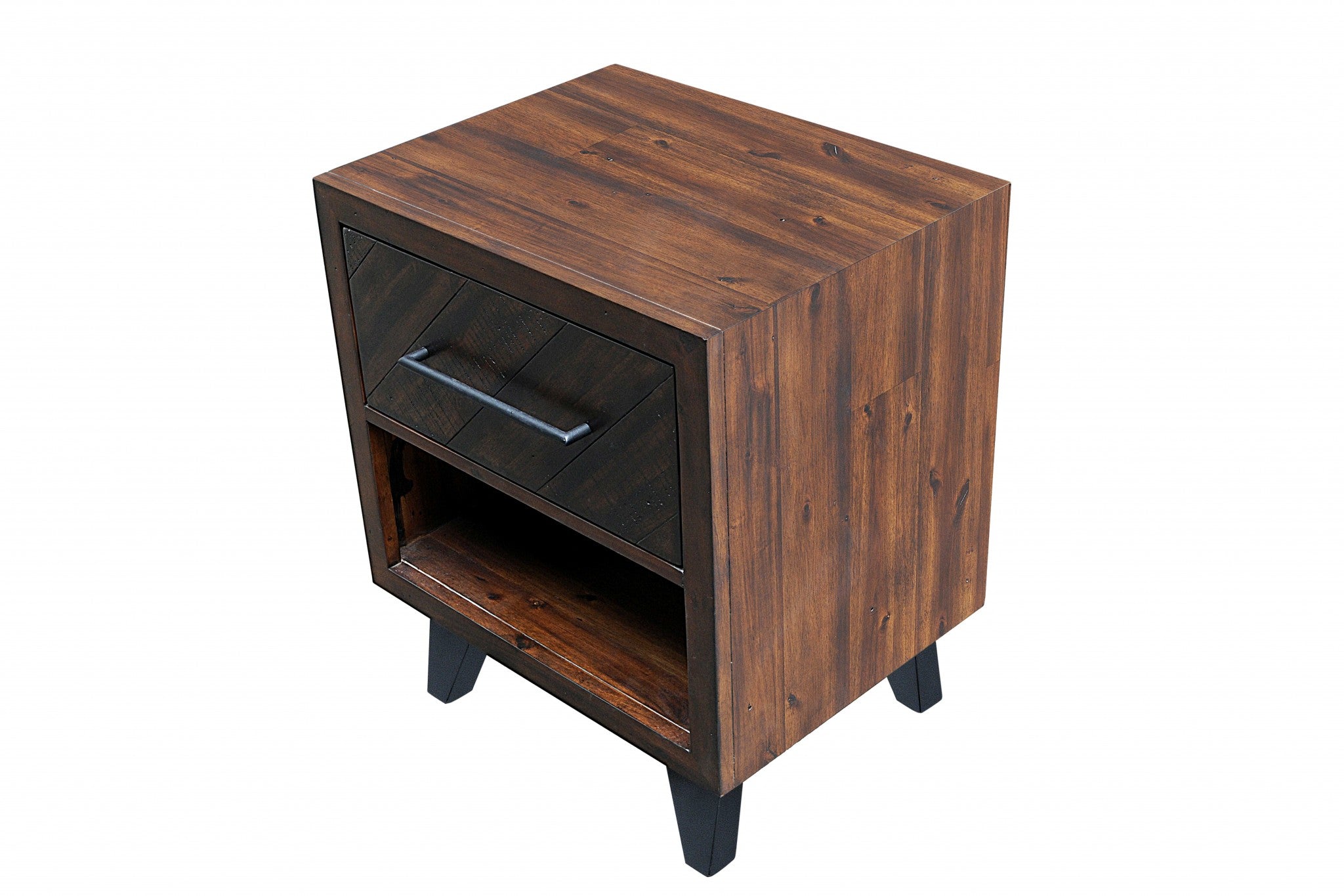 Natural Blackened Acacia Wood Nightstand