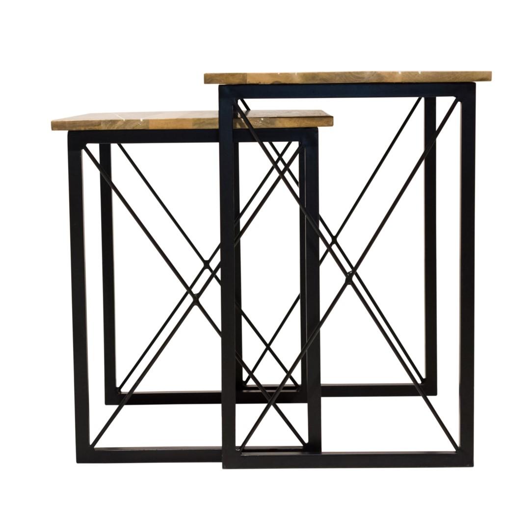 Updated Rustic Natural Geo Nesting End Tables Set of 2