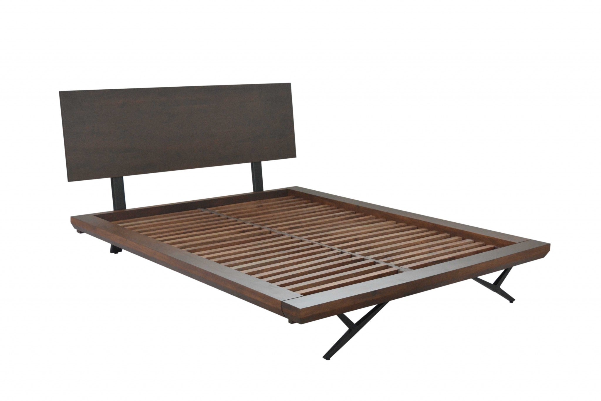 Modern Industrial Brown and Black Queen Size Bed