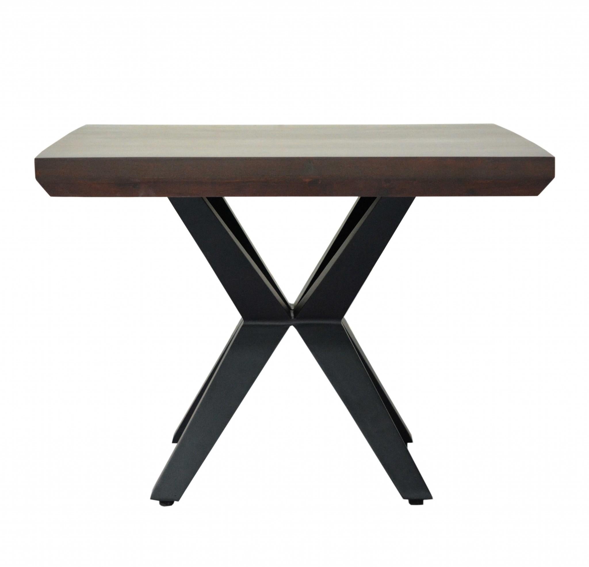 Contemporary Dark Acacia Black Inverted Frame End or Side table