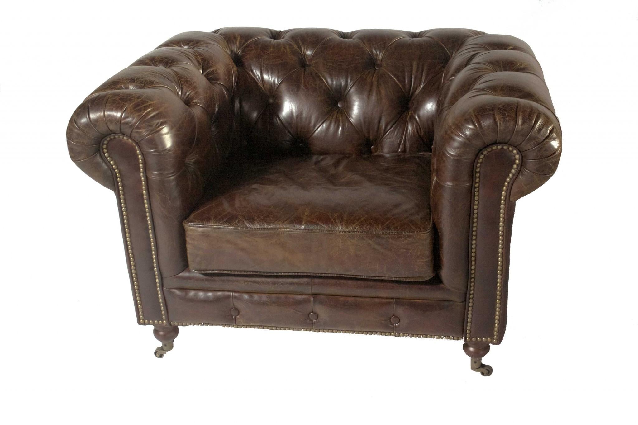 Brown Leather Classic Sofa 1 Places