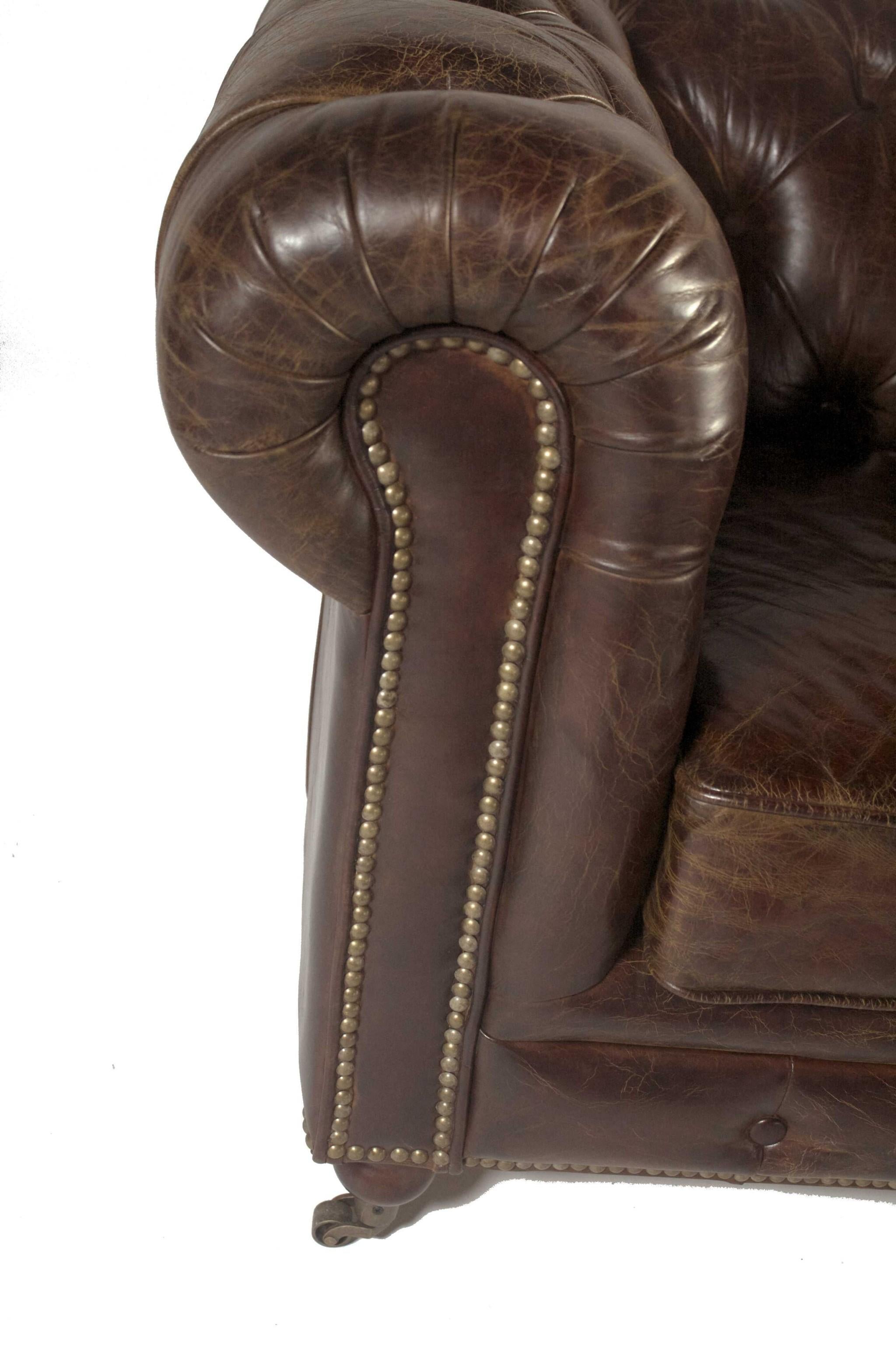 Brown Leather Classic Sofa 1 Places