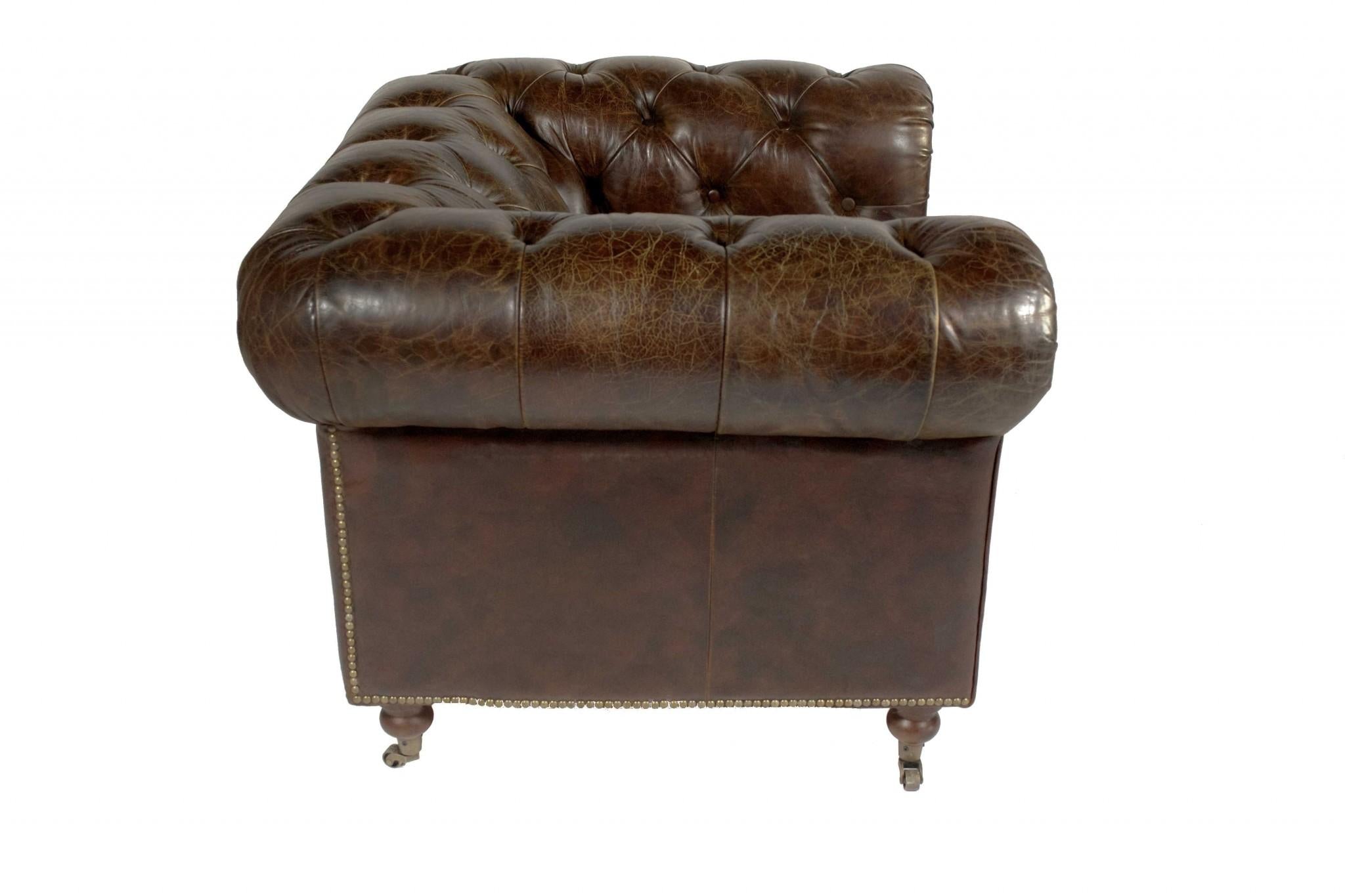 Brown Leather Classic Sofa 1 Places