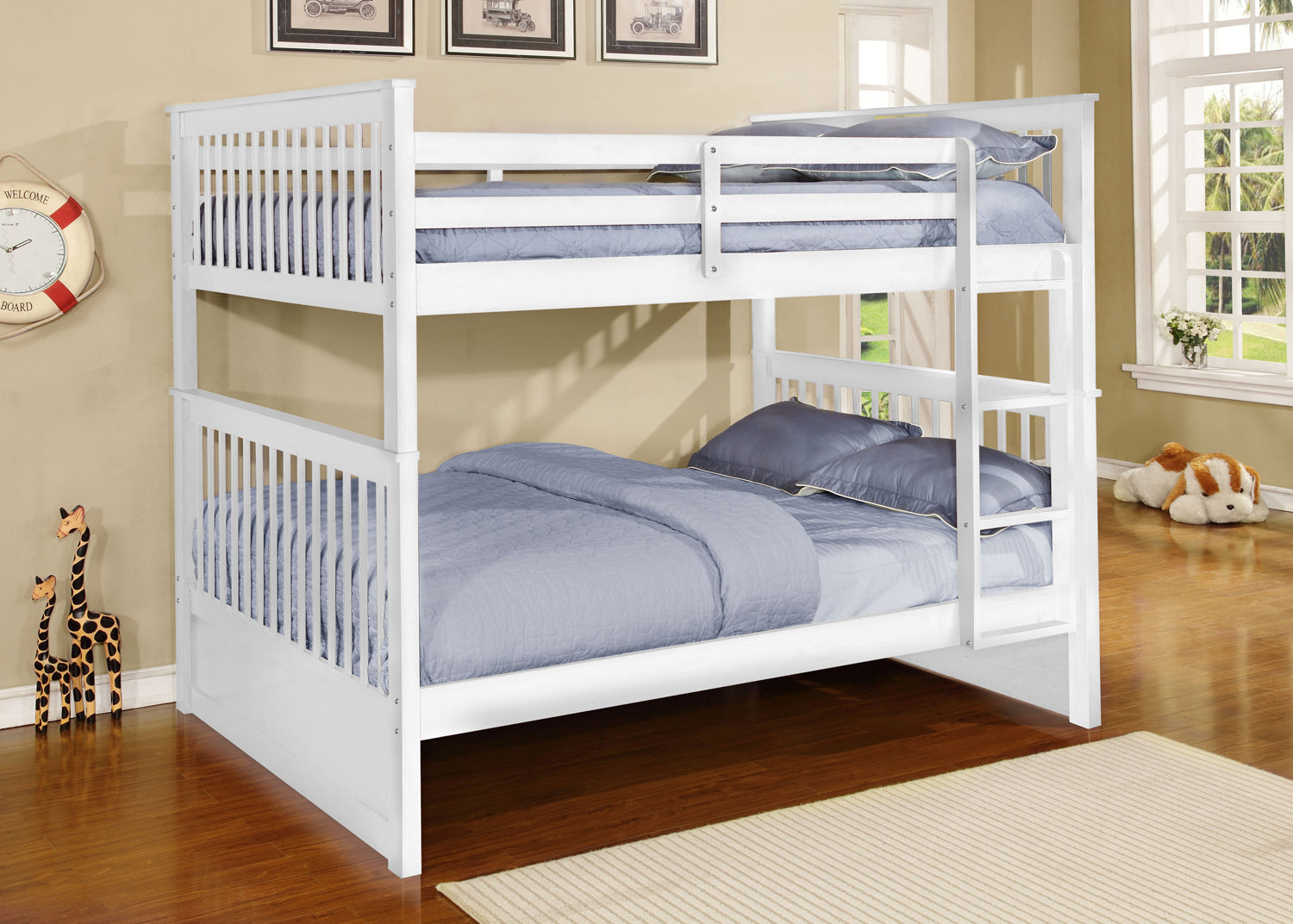 Classic White Finish Full over Full Bunk Bed Default Title