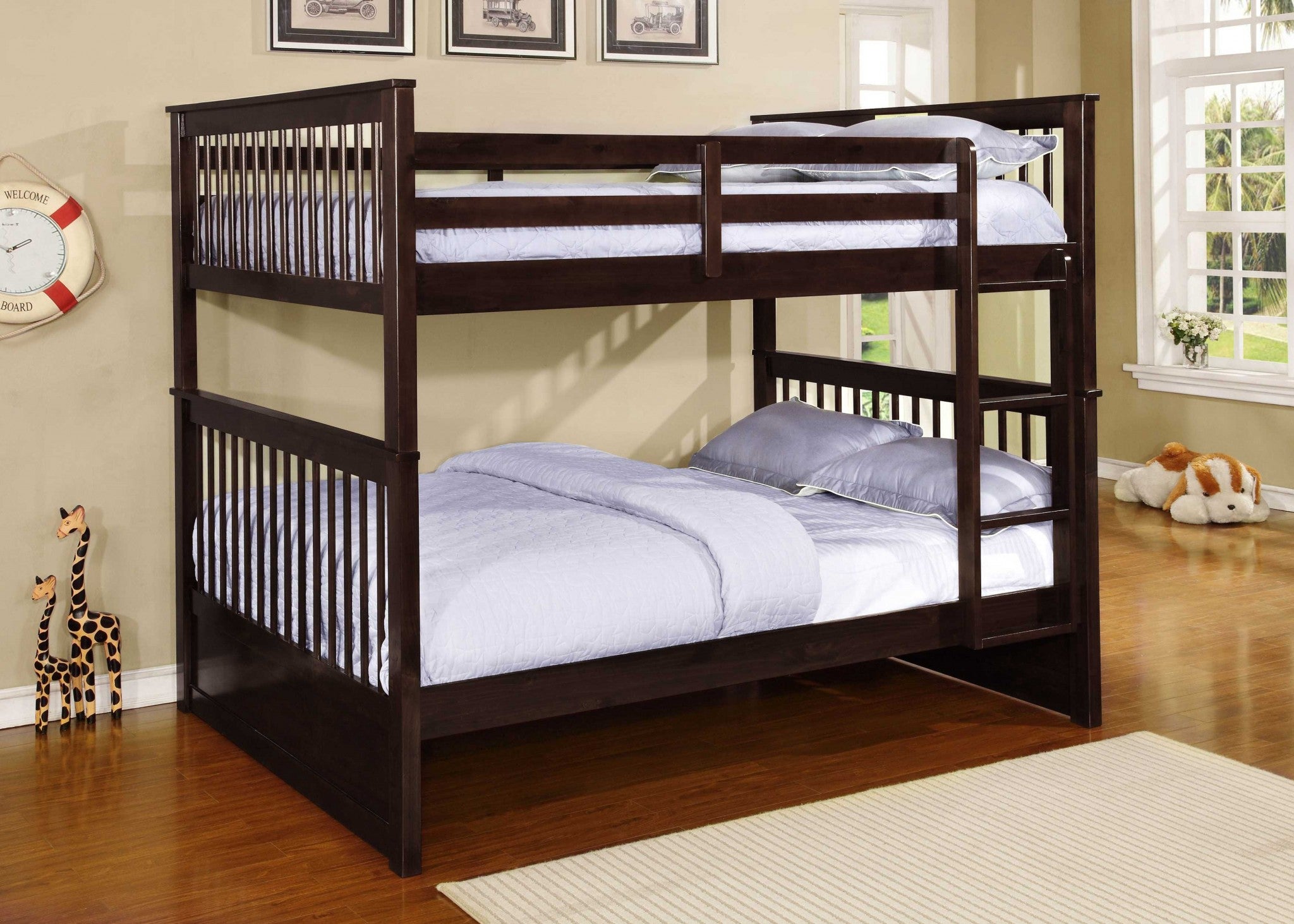 Classic Brown Finish Full over Full Bunk Bed