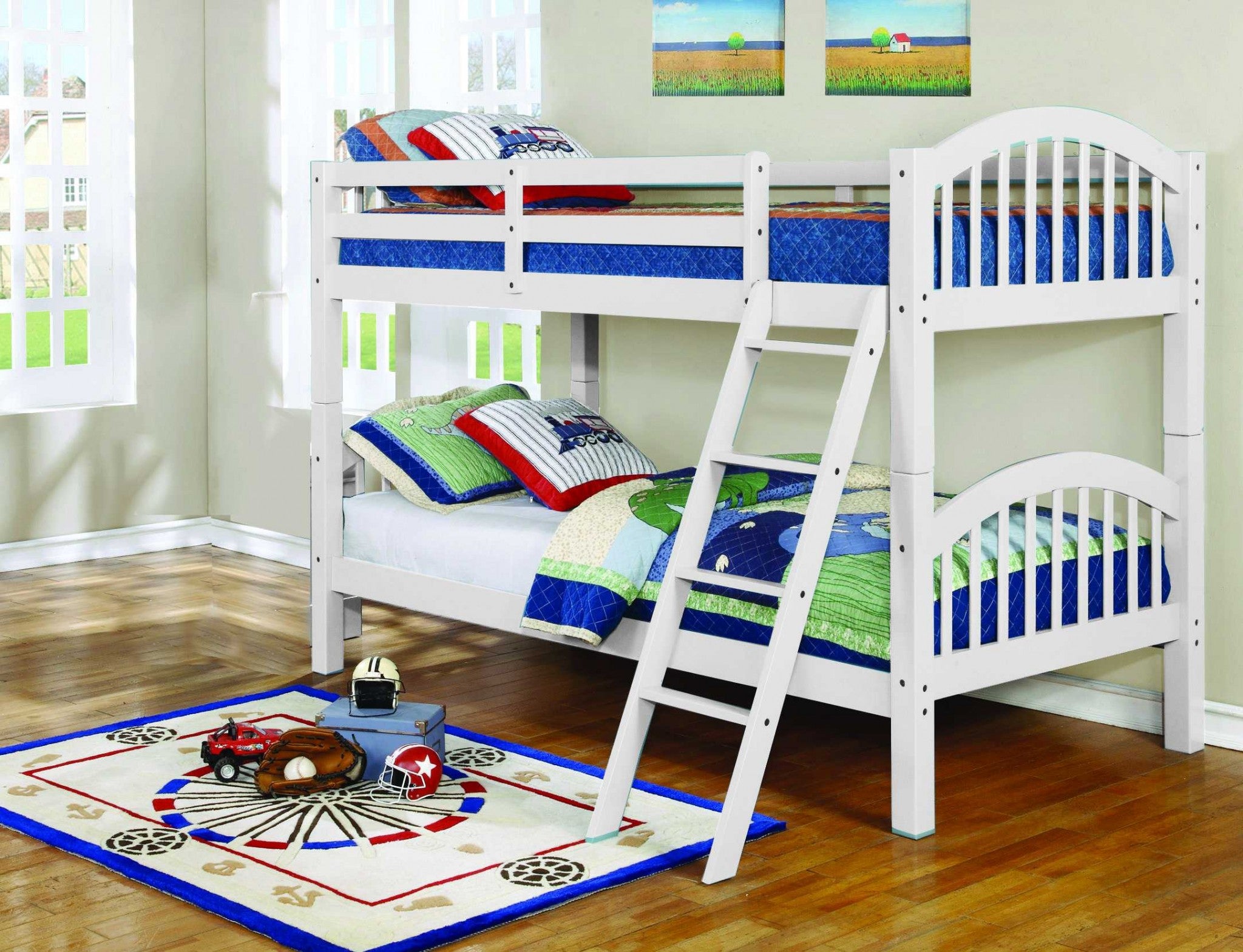 Traditional White Finish Twin over Twin Arched Wood Bunk Bed Default Title