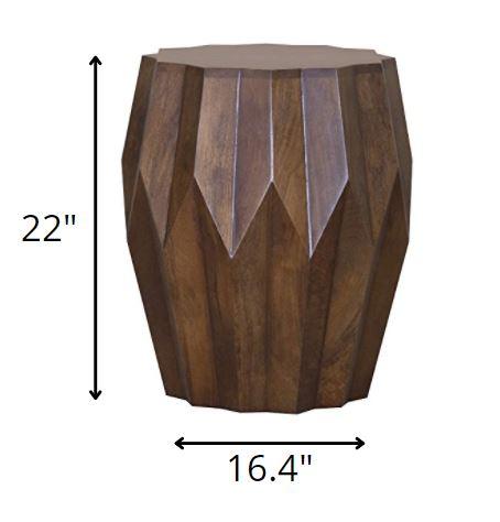 Boho Geo Brown Solid Wood End or Side Table