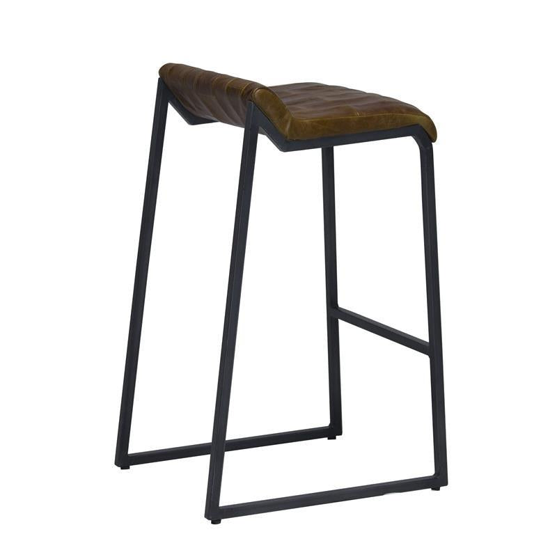 Modern Swatches Brown Leather Counter Stool