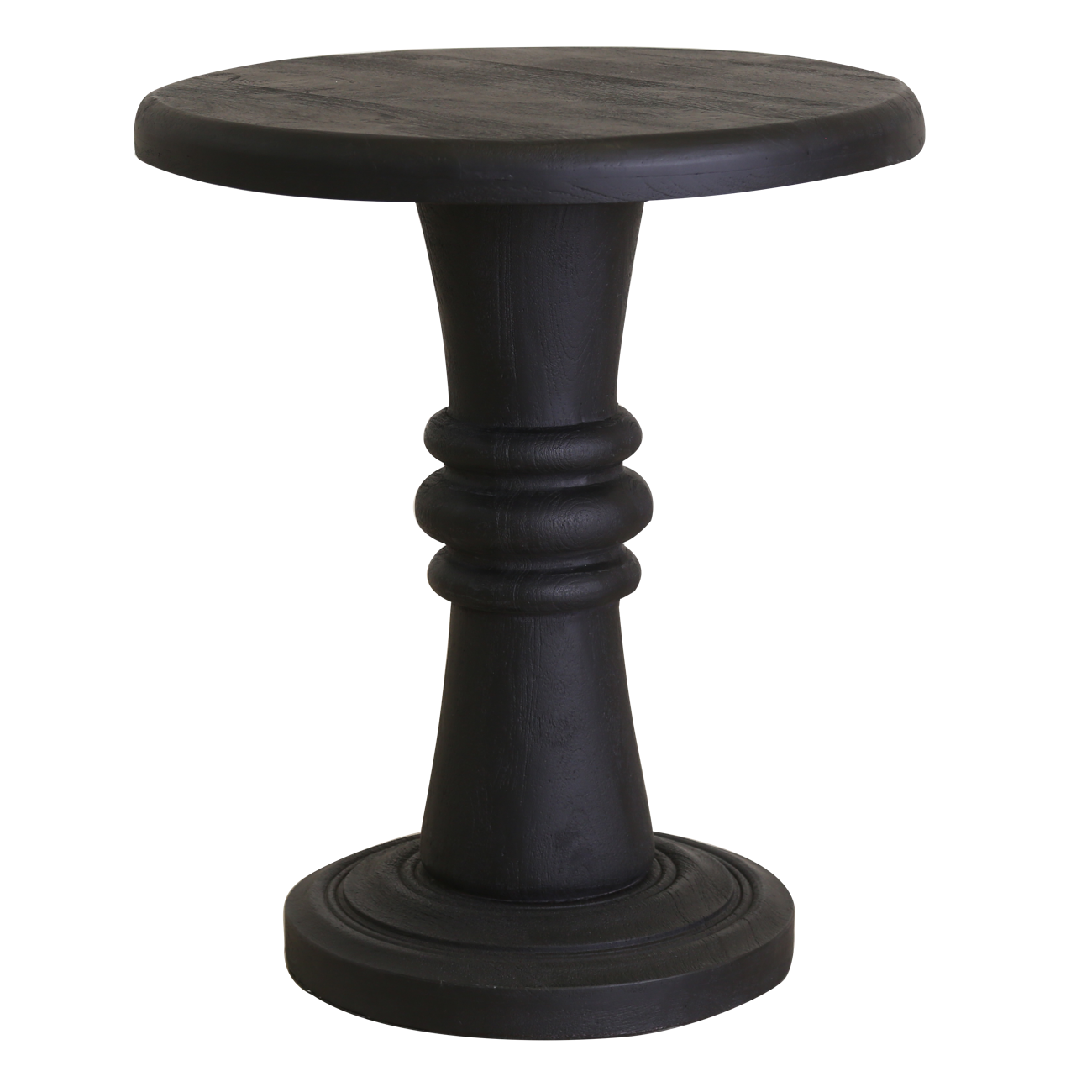 Rustic Black Pedestal End Table