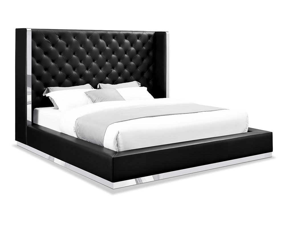 60 X 91 X 91 Black Faux Leather Bed King Default Title