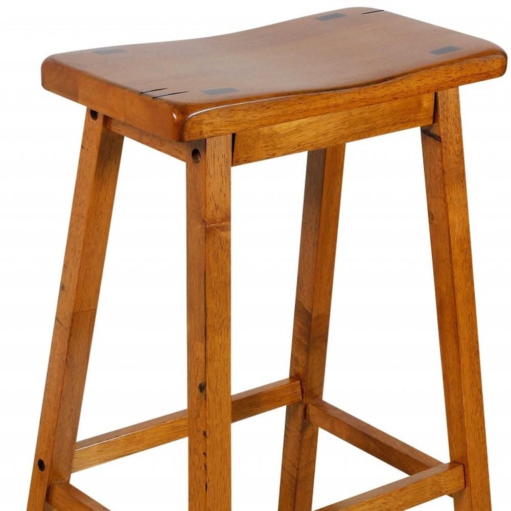 Oak Wooden Counter Height Set of 2 Stools