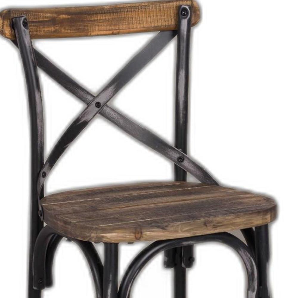 Antique Black Reclaimed Wooden Bar Chair