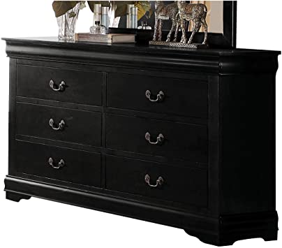 57" X 15" X 33" Black Wood Dresser Default Title