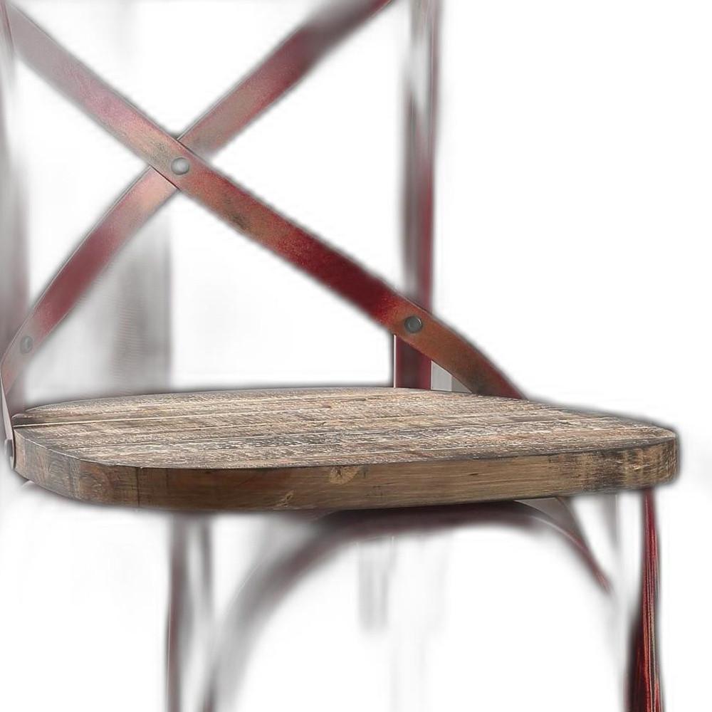 Antique Red Wooden Bar Chair