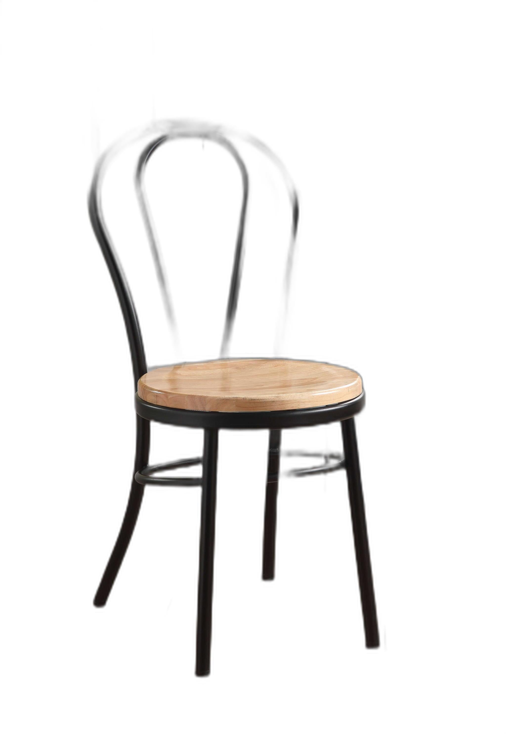 Set of 2 Restaurant Style Arch Back Black and Natural Dining Chairs