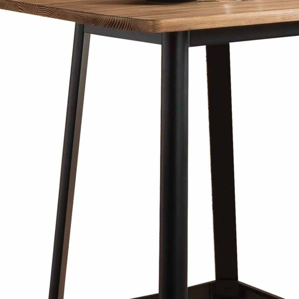 Square Natural and Black High Top Bar Table