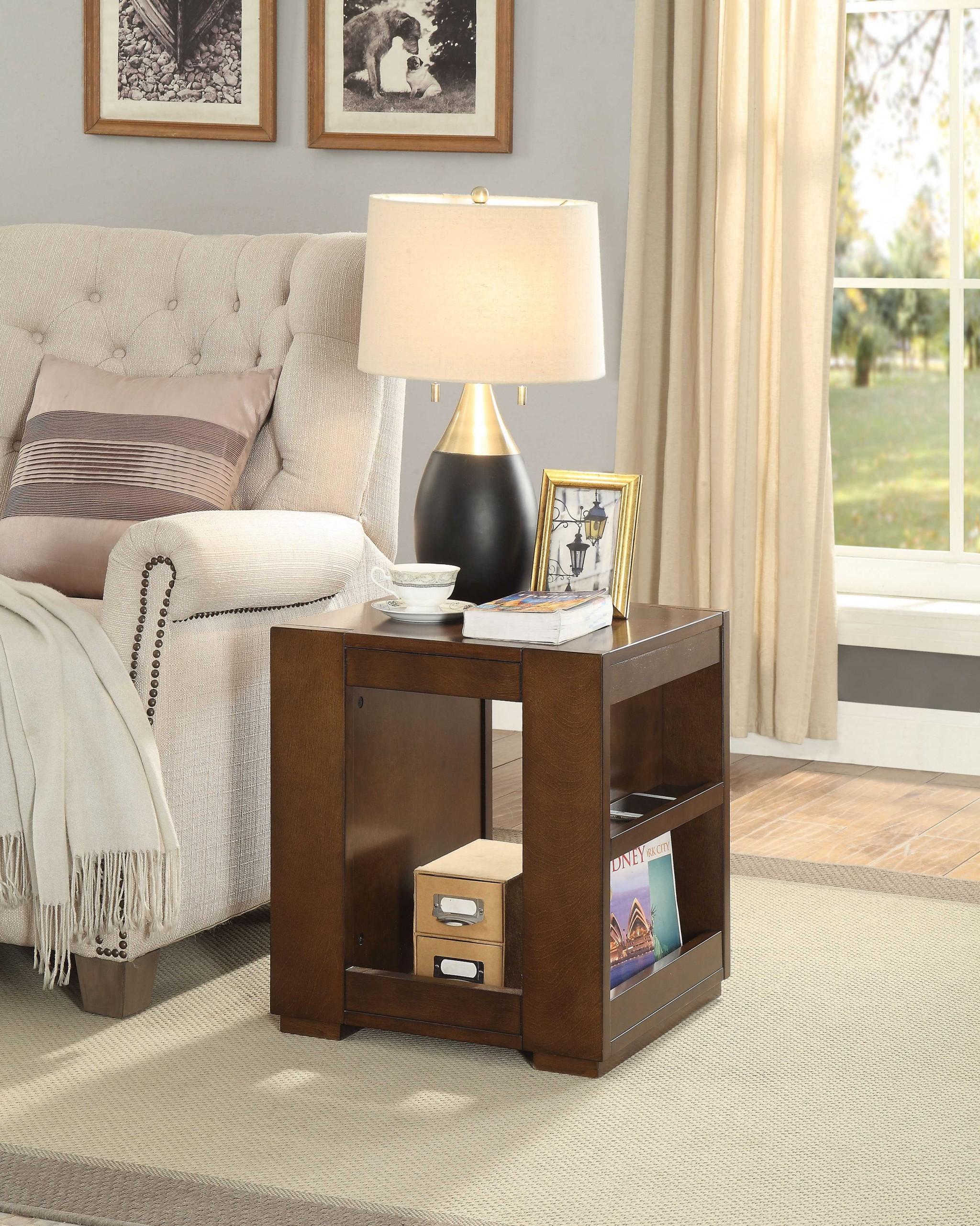 Espresso Wood Finish Open Look End Table