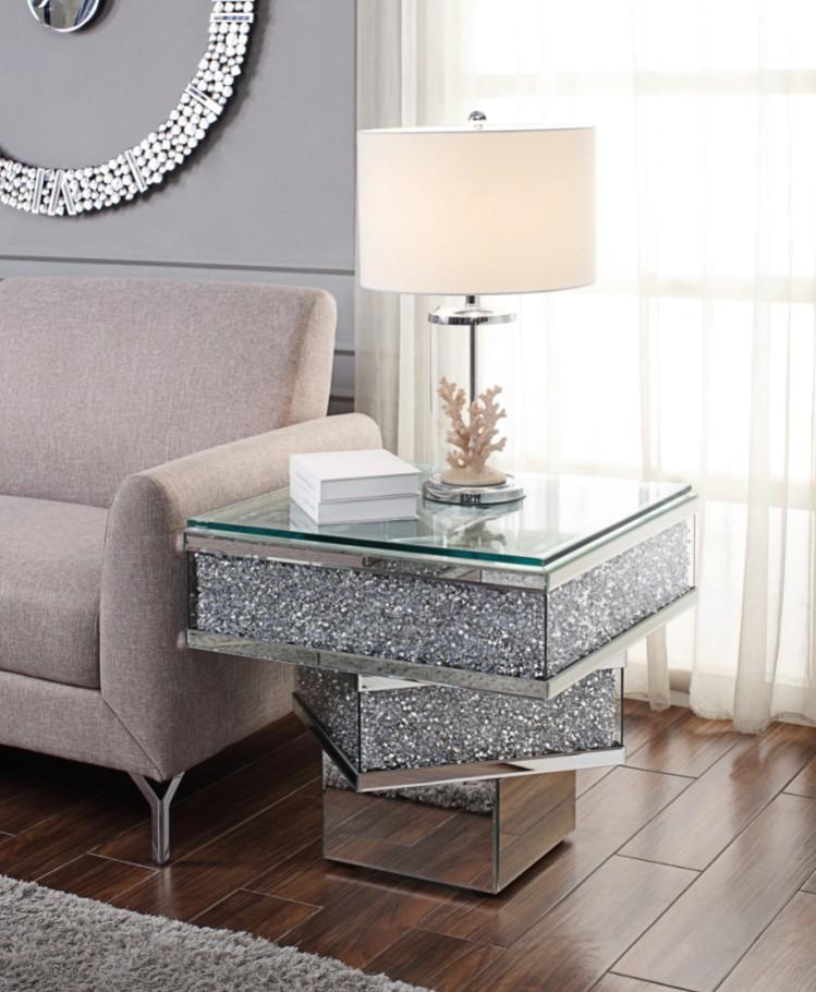 Contempo Glass And Bling End Table