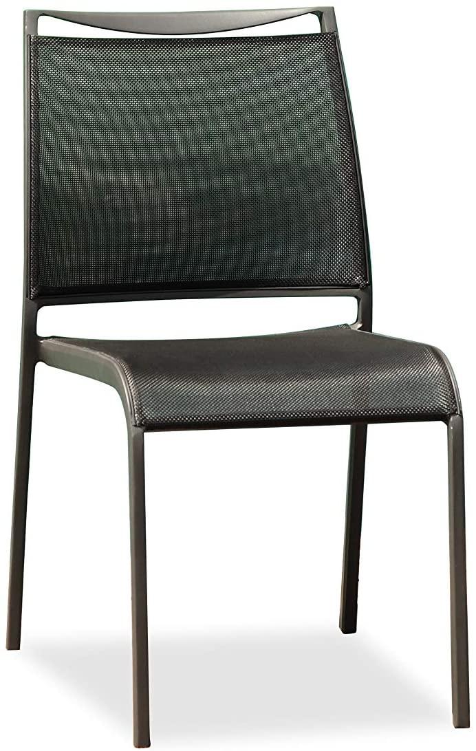 Set of 2 Gray Stackable Aluminum Sling Armless Chairs