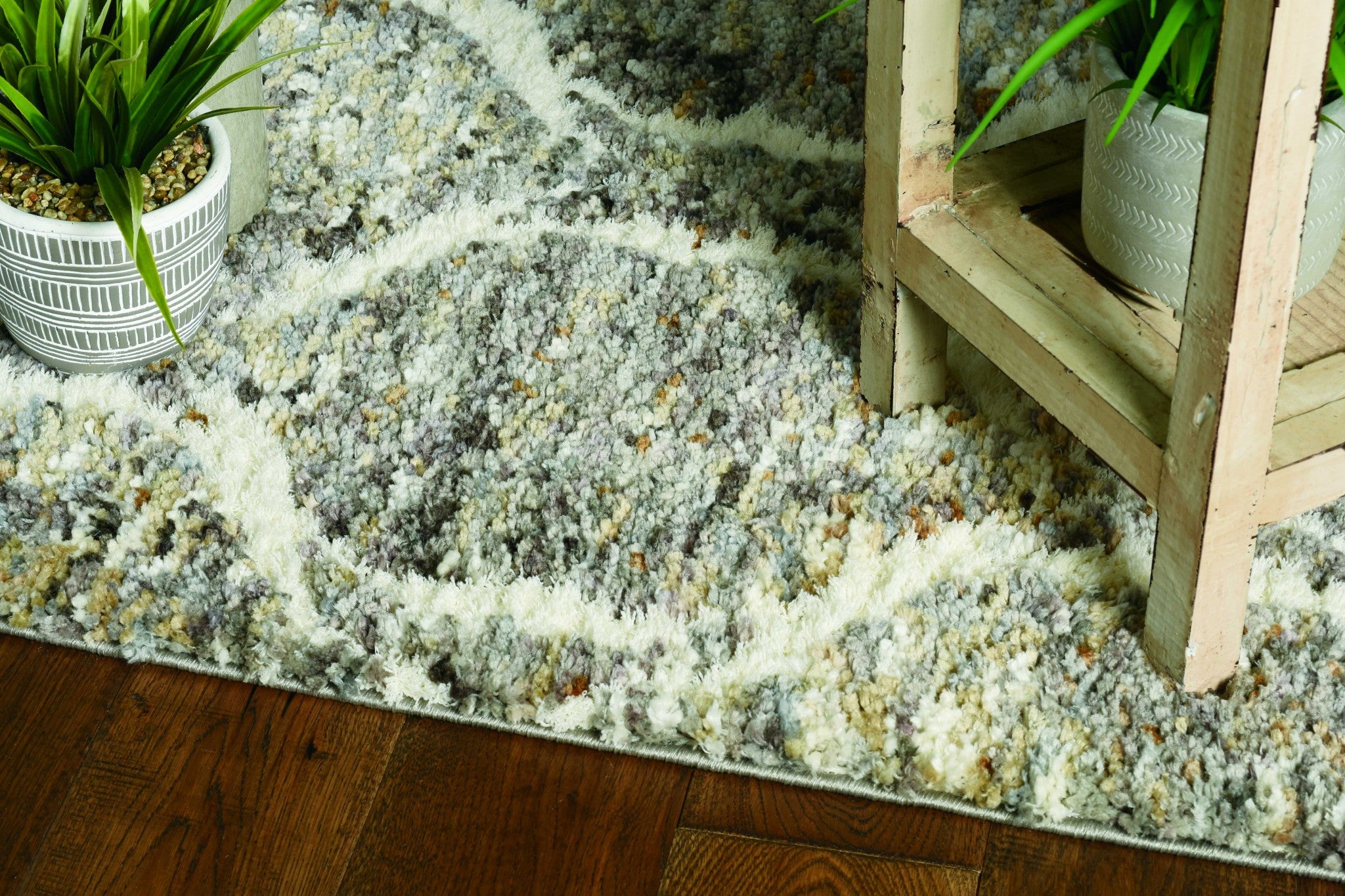 8'x11' Grey Sand Machine Woven Space Dyed Ogee Indoor Area Rug