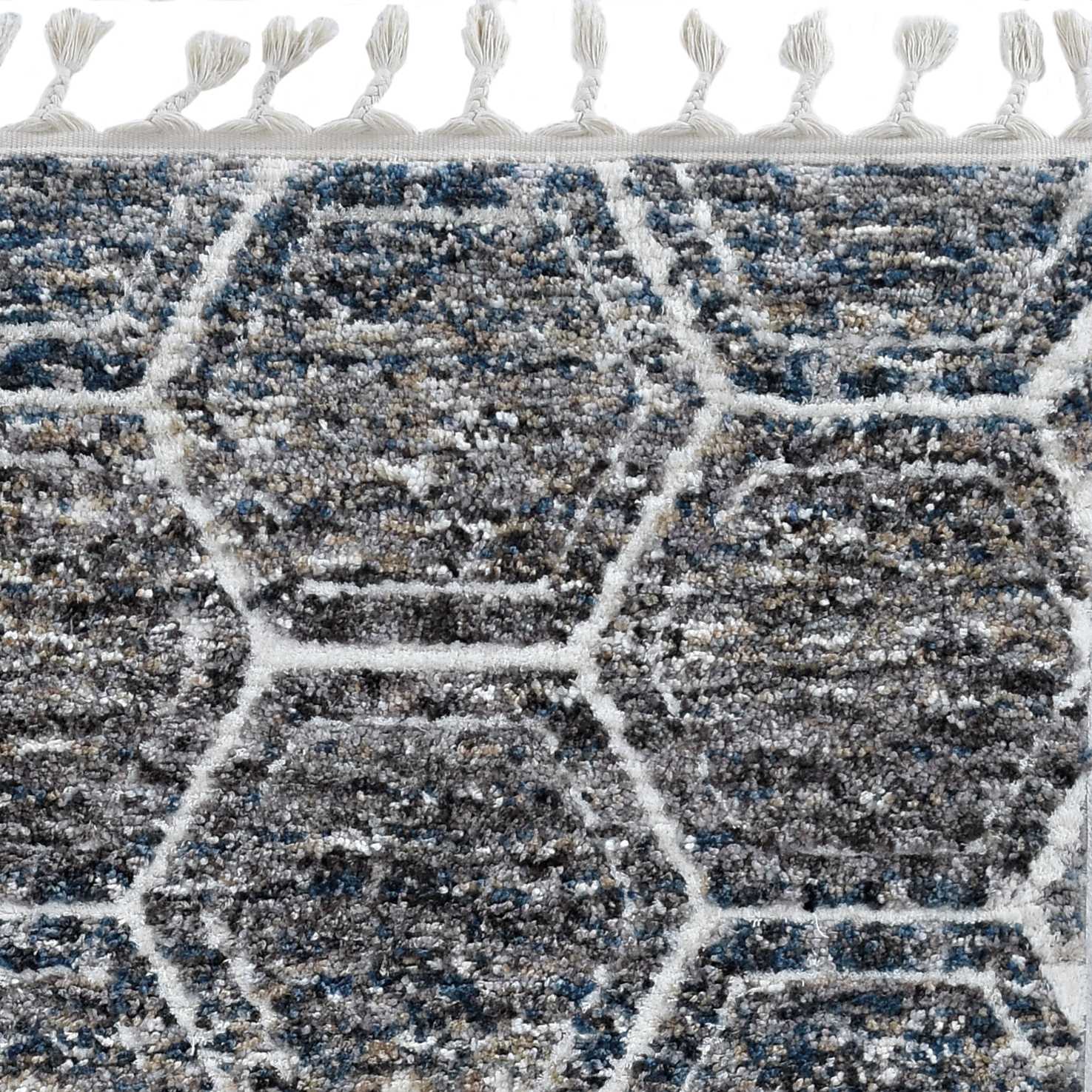 94 X 126 X 1 Grey or  Teal Polyester Rug