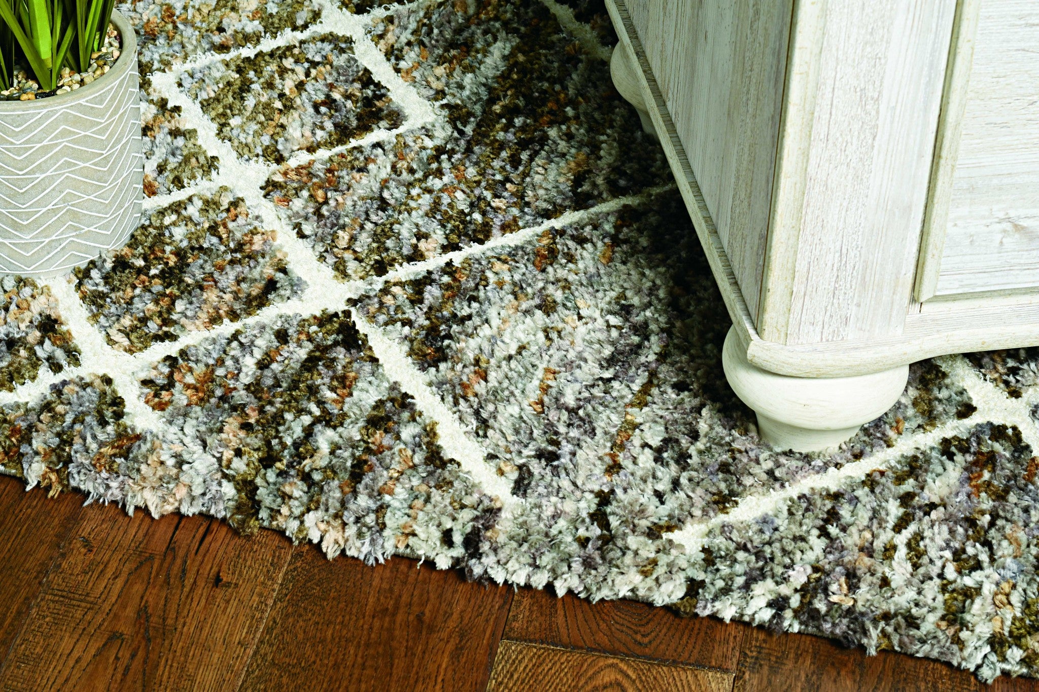 5' x 8' Mocha Geometric Abstract Diamonds Indoor Area Rug Default Title