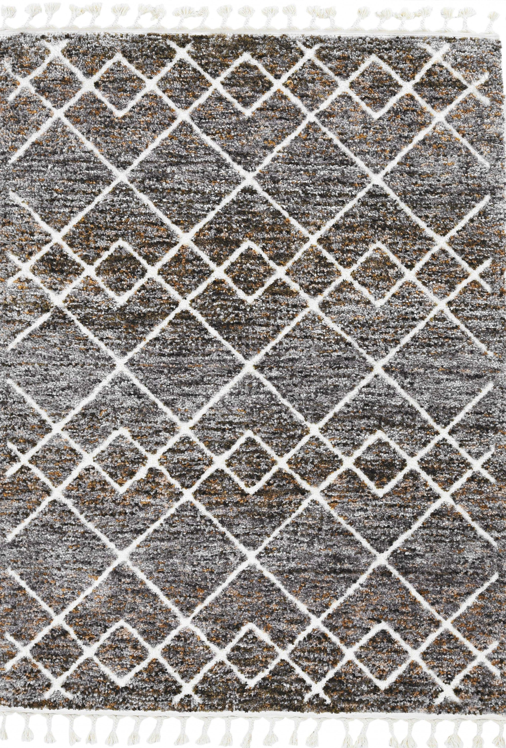 5' x 8' Mocha Geometric Abstract Diamonds Indoor Area Rug