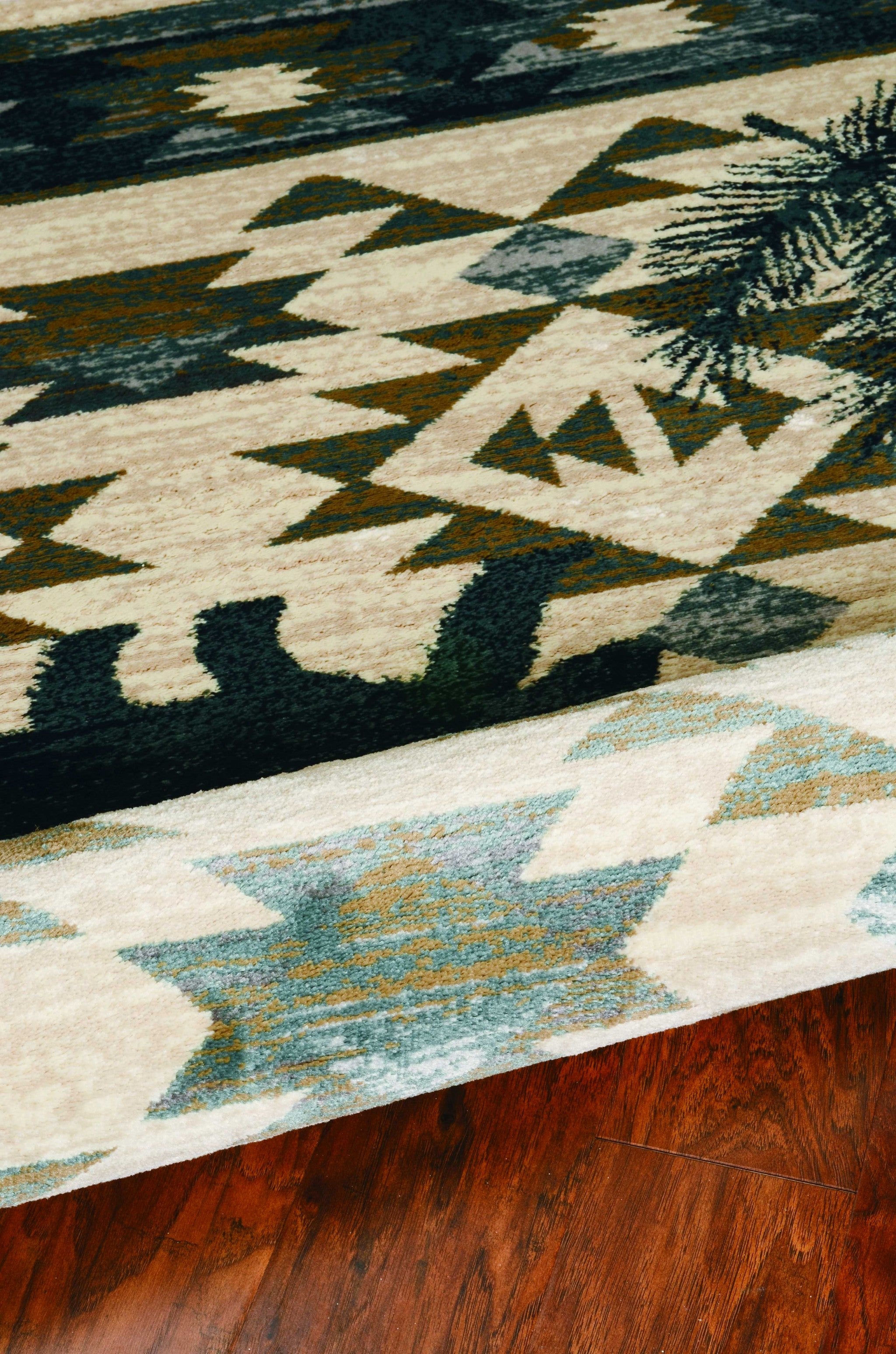 8'x10' Ivory Blue Machine Woven Geometric Lodge Indoor Area Rug Default Title