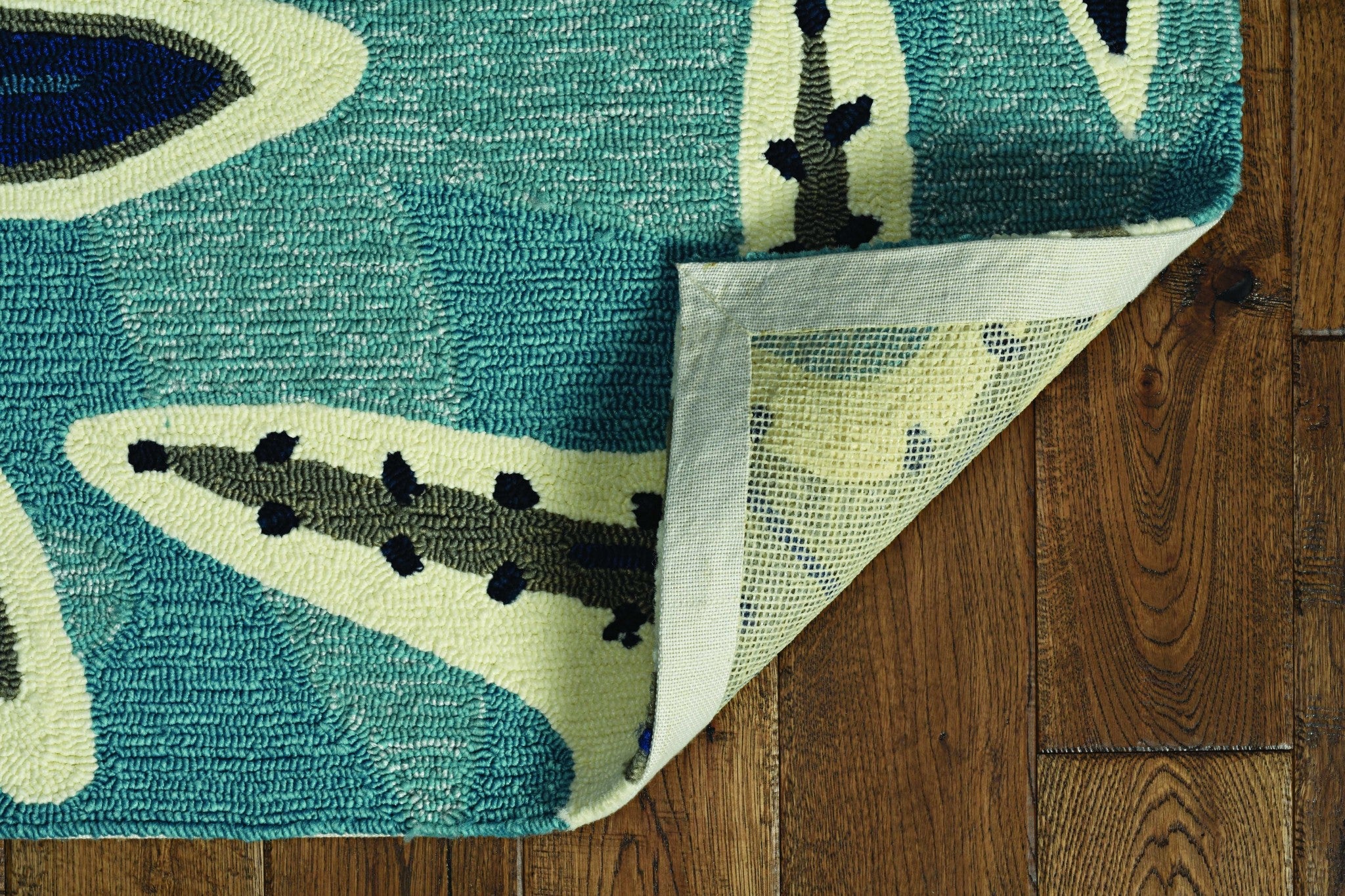 66 X 66 Ivory  Blue Polyester Rug