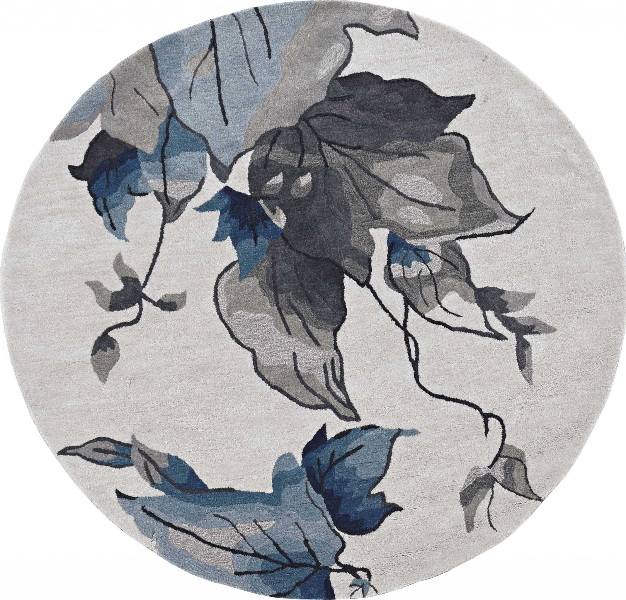 96 X 126 Ivory  Blue Polyester Rug